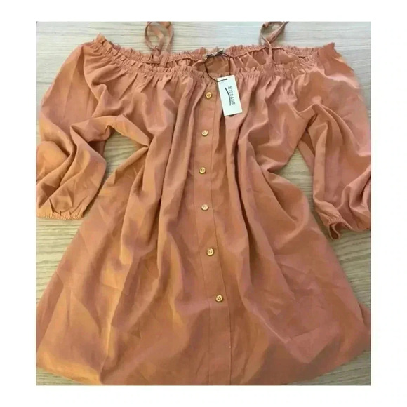 🆕Mileage Rust Plus-size Off Should Mid Sleeve Blouse 3X🆕 - Picture 3 of 6